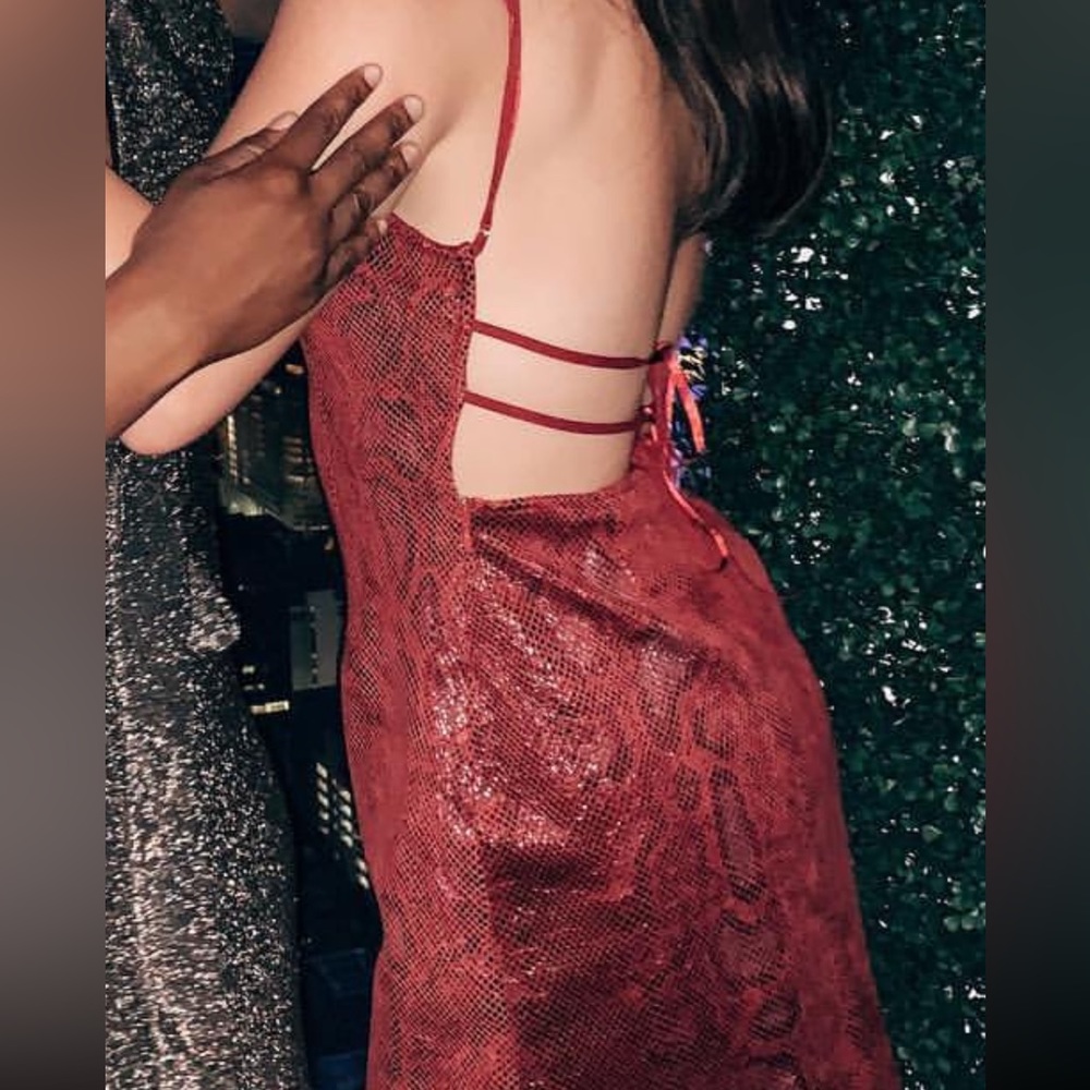 Urban Outfitters size S - red snake skin print dress with tie up back
